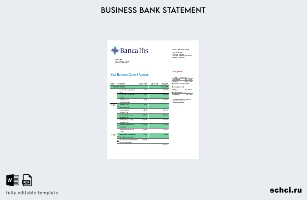 цифровая загрузка выписки по текущему счету Banca IFIS в формате Word и PDF шабл